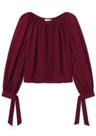 Frame Denim Silk Serenade Blouse - Garnet