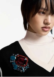 ESSENTIEL ANTWERP Kube Brooch - Brown Sugar