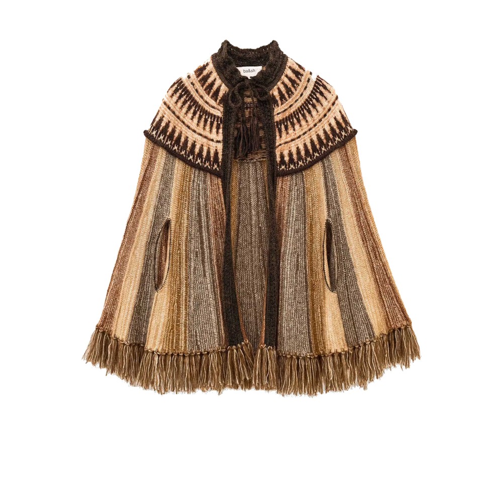 Ba&sh Prato Wool Blend Poncho - Ebene