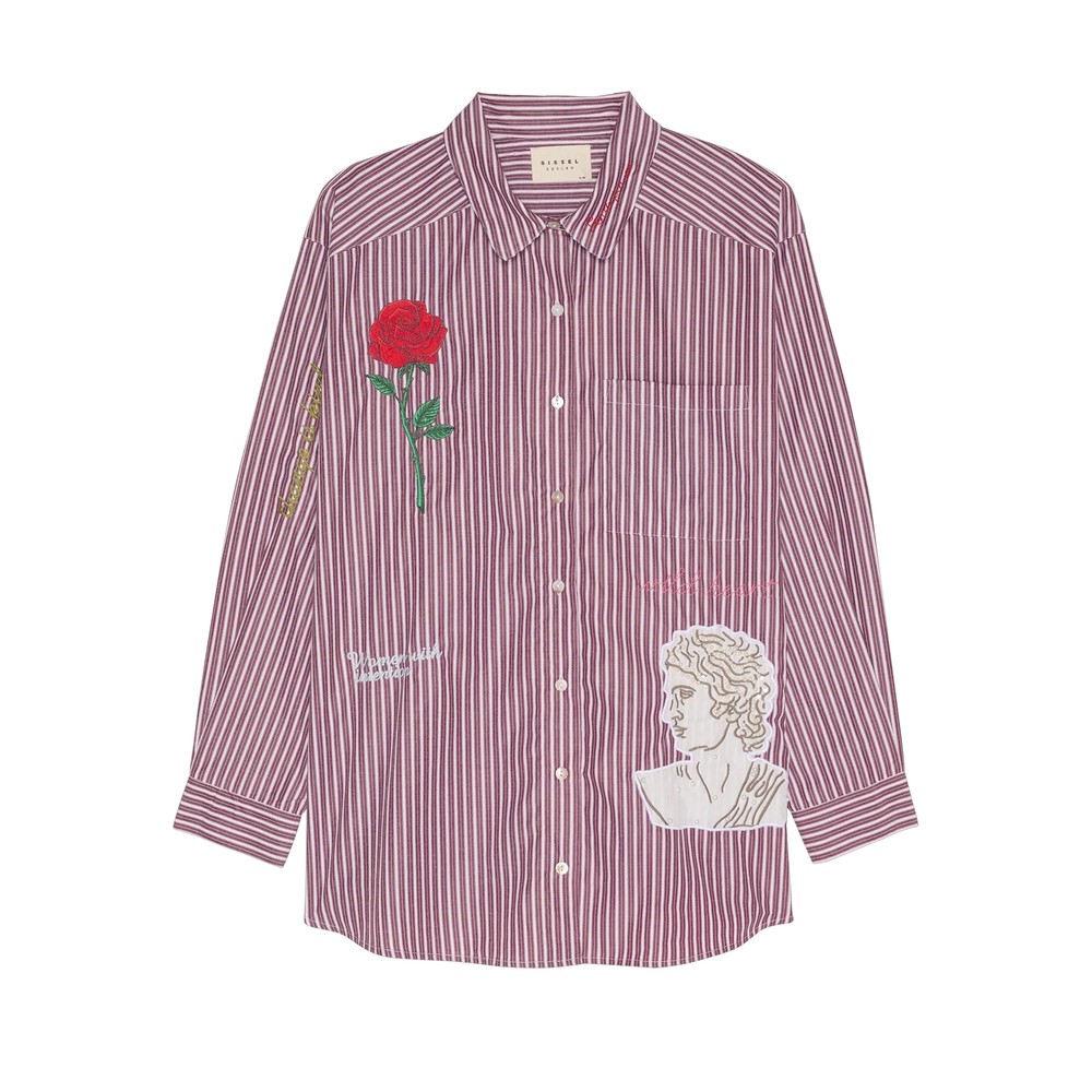 SISSEL EDELBO Pil Relaxed Cotton Shirt - Purple Stripes