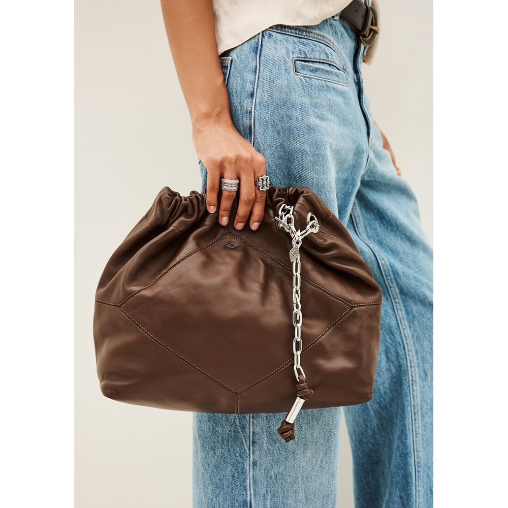 Ba&sh Leather June Tote Bag - Chocco
