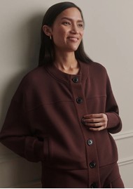 VARLEY Olwen Button Sweat Cardigan - Deep Mahogany