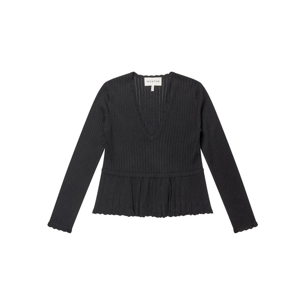 MUNTHE Visiona Knitted Top - Black