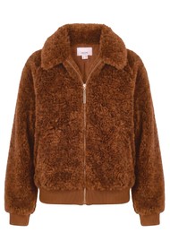 NOOKI Otis Faux Fur Bomber Jacket - Toffee