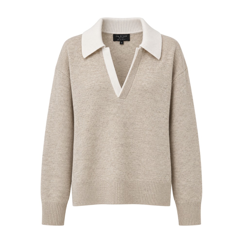RAG & BONE Nyla Cashmere Polo Top - Ivory