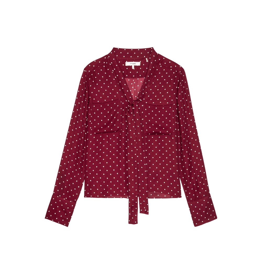 Frame Denim Modern Tie Silk Blouse - Deep Garnet