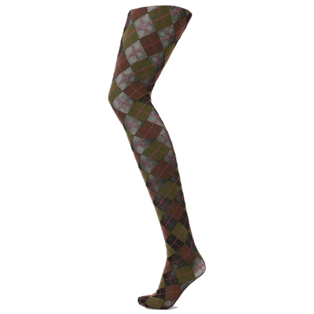 SUI AVA Argyle Tights 40D - Green/Brown