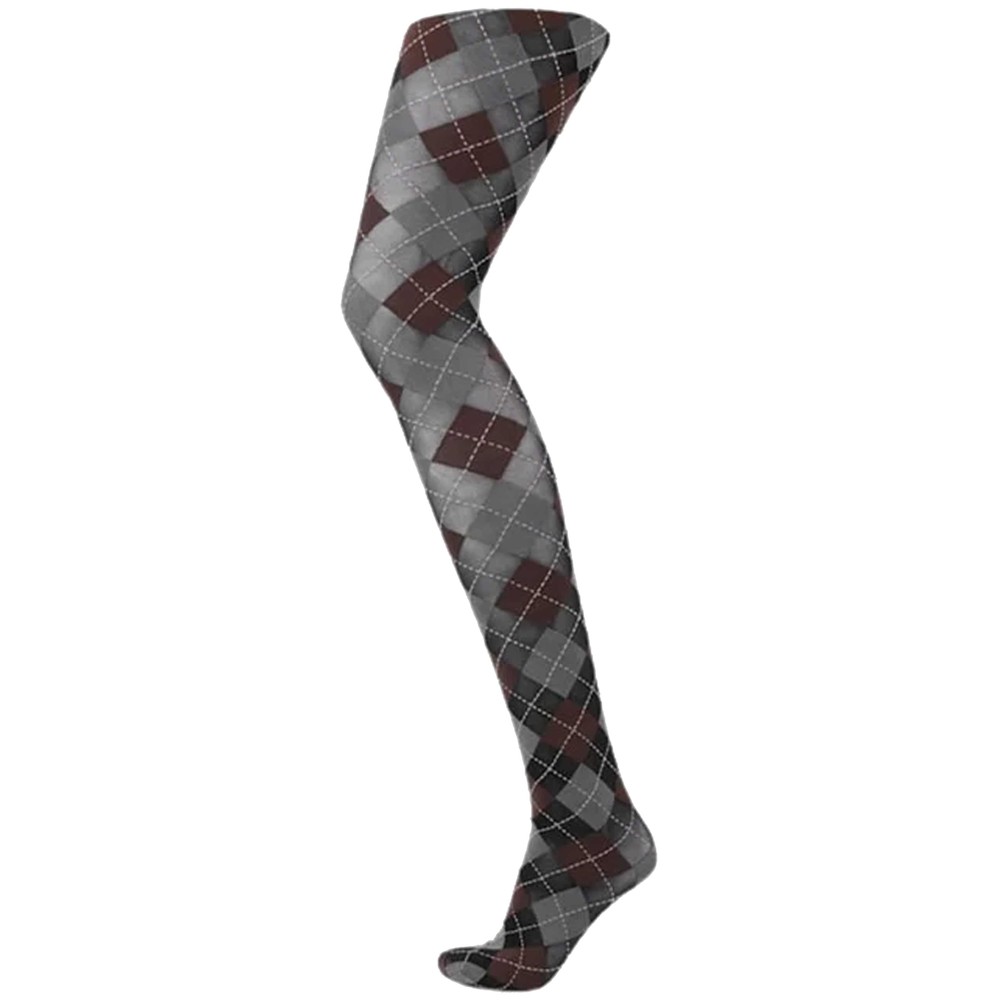 SUI AVA Argyle Tights 40D - Grey/Brown