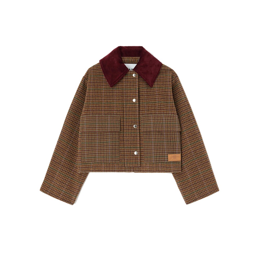 GANNI Heavy Check Twill Barn Jacket - Multi