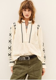 Ba&sh Pidma Embroidered Blouse - Ecru