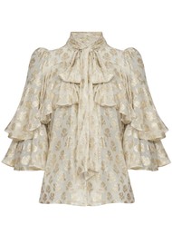 QUEENS OF ARCHIVE Regina Ruffle Blouse - Print Cream
