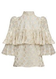 QUEENS OF ARCHIVE Regina Ruffle Blouse - Print Cream