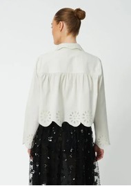 STELLA NOVA Cropped Embroidered Anglaise Blouse - White