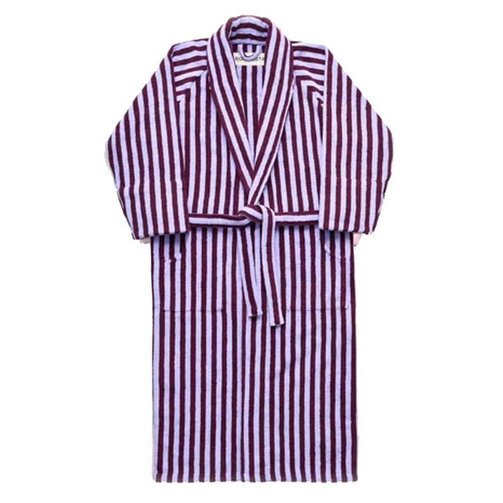 BONGUSTA Naram Bathrobe - Wine & Lavender Blue