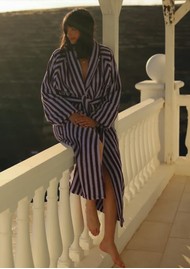 BONGUSTA Naram Bathrobe - Wine & Lavender Blue