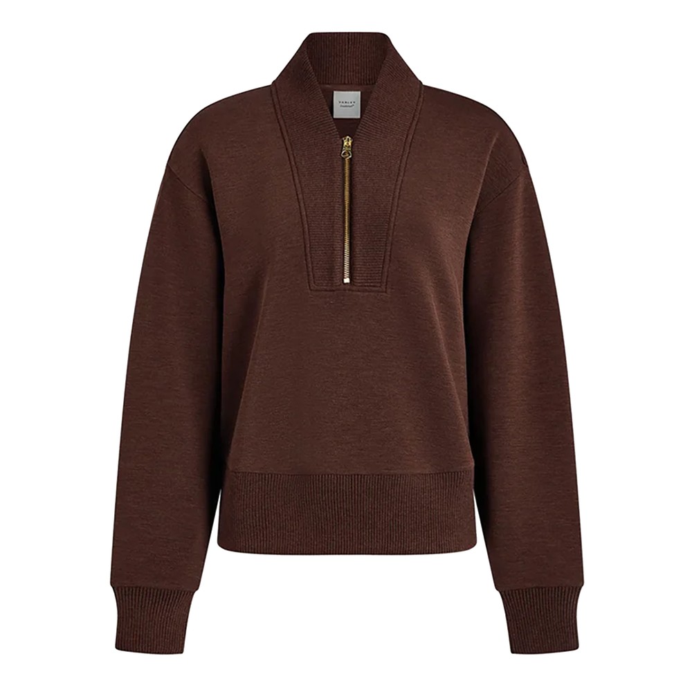 VARLEY Sally Half Zip Sweatshirt - Coffee Bean Marl