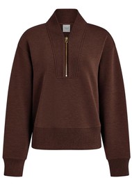 VARLEY Sally Half Zip Sweatshirt - Coffee Bean Marl