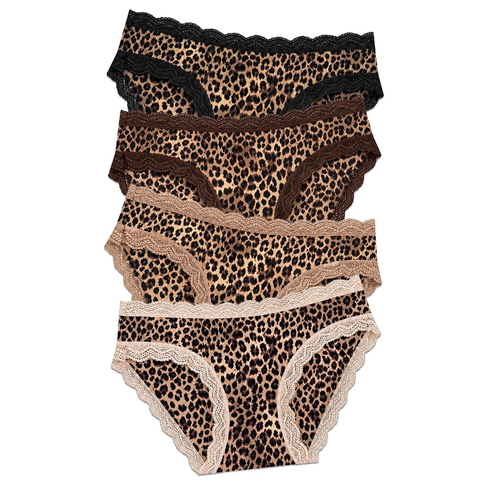 STRIPE & STARE Set of 4 Briefs - True Leopard