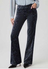 Paige Denim Leenah Velvet Wide Leg Trouser - Navy Multi