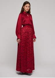 DEA KUDIBAL Anonasdea Broderie Anglaise Skirt - Red
