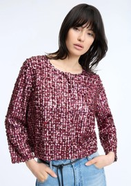 MUNTHE Cakio Gingham Sequin Jacket - Bordeaux