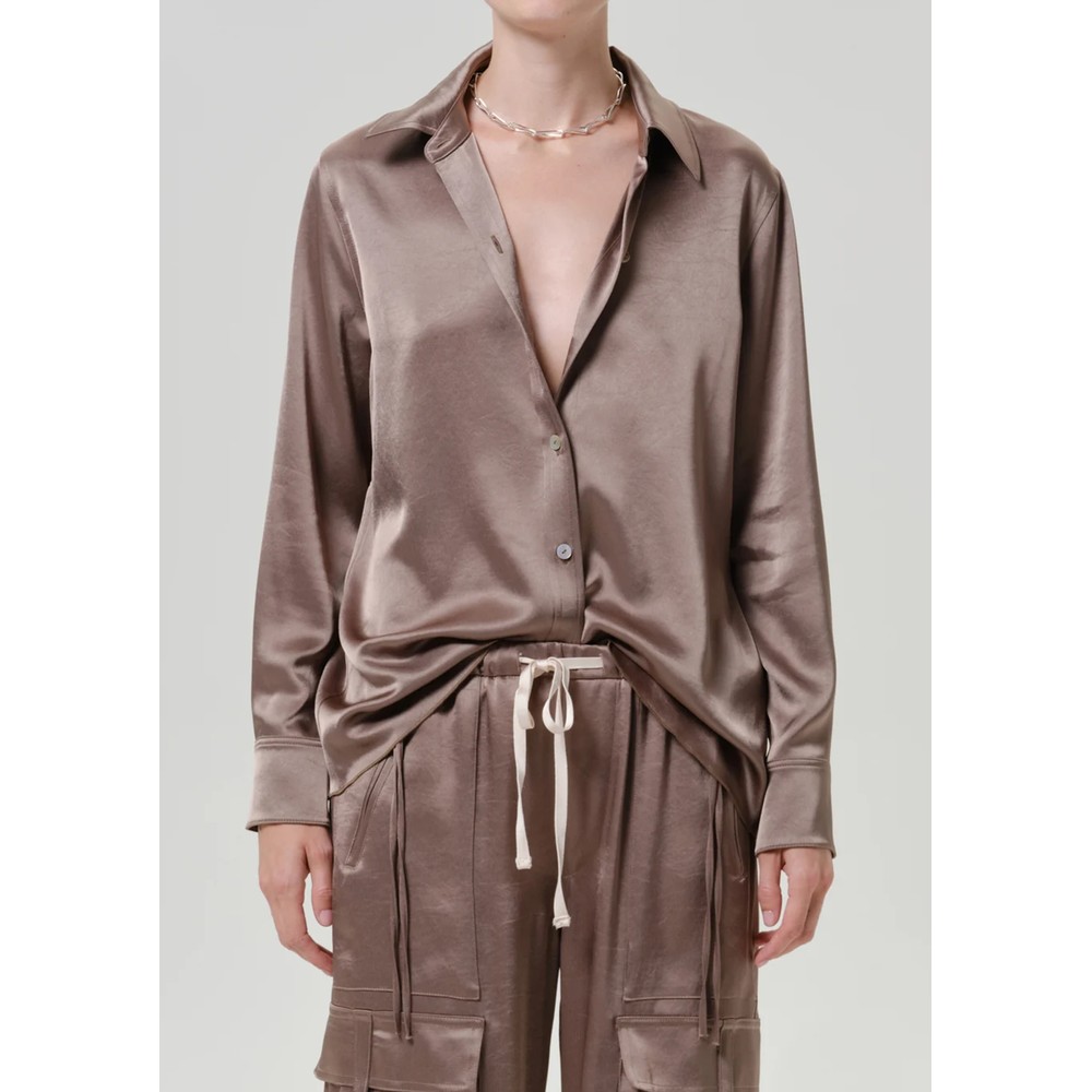 CITIZENS OF HUMANITY Tullah Satin Shirt - Cocoa