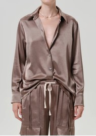 CITIZENS OF HUMANITY Tullah Satin Shirt - Cocoa