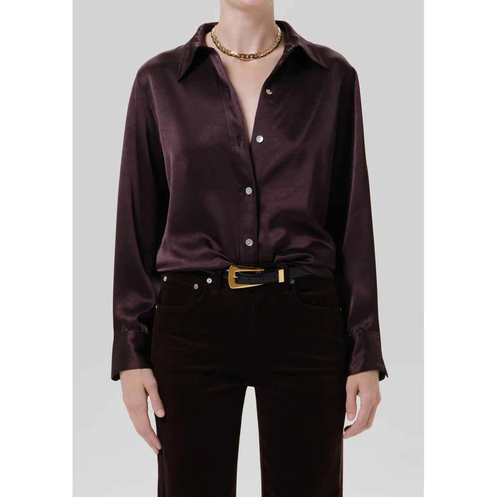 CITIZENS OF HUMANITY Tullah Satin Shirt - Espresso