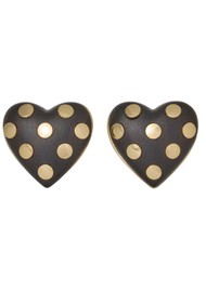 ROXANNE ASSOULIN Studded Wood Heart Earrings - Gold