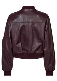 HAUTE LAMITIE Yasmin Leather Bomber Jacket - Wine
