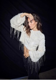 HAUTE LAMITIE Sequin Fringe Blouse - Pearl