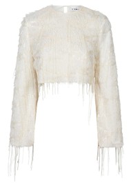 HAUTE LAMITIE Sequin Fringe Blouse - Pearl