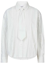 HAUTE LAMITIE Inez Pin Frill Tie Shirt - Off White