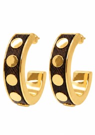 ROXANNE ASSOULIN Studded Wood Hoop Earrings - Gold