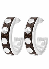 ROXANNE ASSOULIN Studded Wood Hoop Earrings - Silver