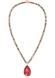 ROXANNE ASSOULIN Large Pear Crystal Heishi Necklace - Multi