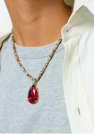 ROXANNE ASSOULIN Large Pear Crystal Heishi Necklace - Multi