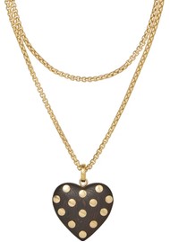 ROXANNE ASSOULIN Big Studded Wood Pendant - Gold/Brown