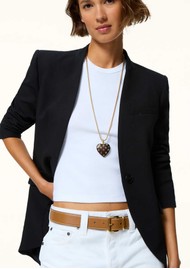 ROXANNE ASSOULIN Big Studded Wood Pendant - Gold/Brown