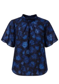 STELLA NOVA Silk Bow Top - Blue Tone Flowers