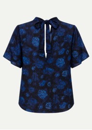 STELLA NOVA Silk Bow Top - Blue Tone Flowers