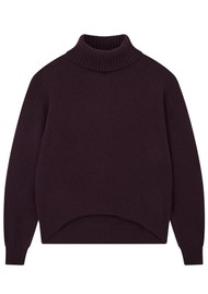 JUMPER 1234 Oversize Roll Collar Cashmere Jumper- Merlot