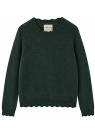 JUMPER 1234 Crochet Edge Crewneck Cashmere Jumper - Breen