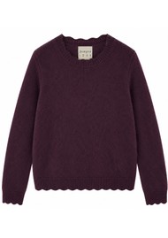 JUMPER 1234 Crochet Edge Crewneck Cashmere Jumper - Merlot
