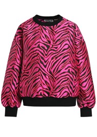 ESSENTIEL ANTWERP Klient Zebra Jacquard Sweatshirt - Fuchsia Voltage