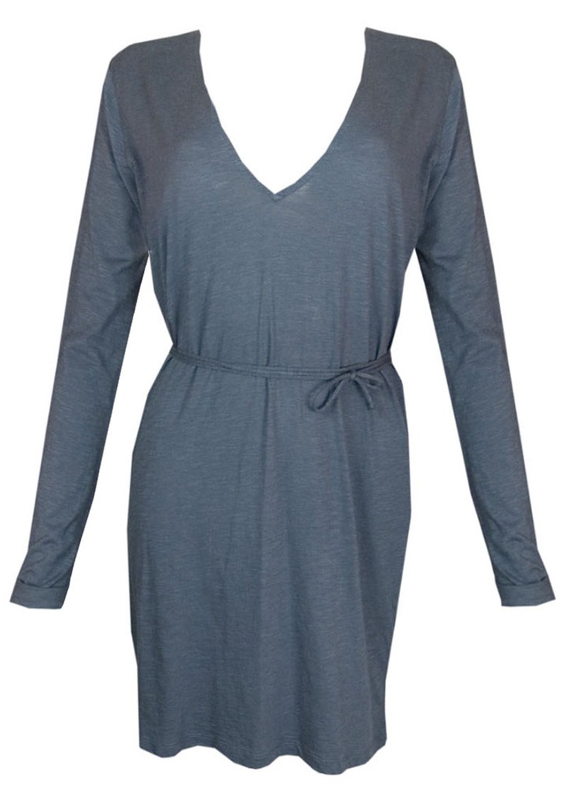 American Vintage Jacksonville Long Sleeve Dress Petrol