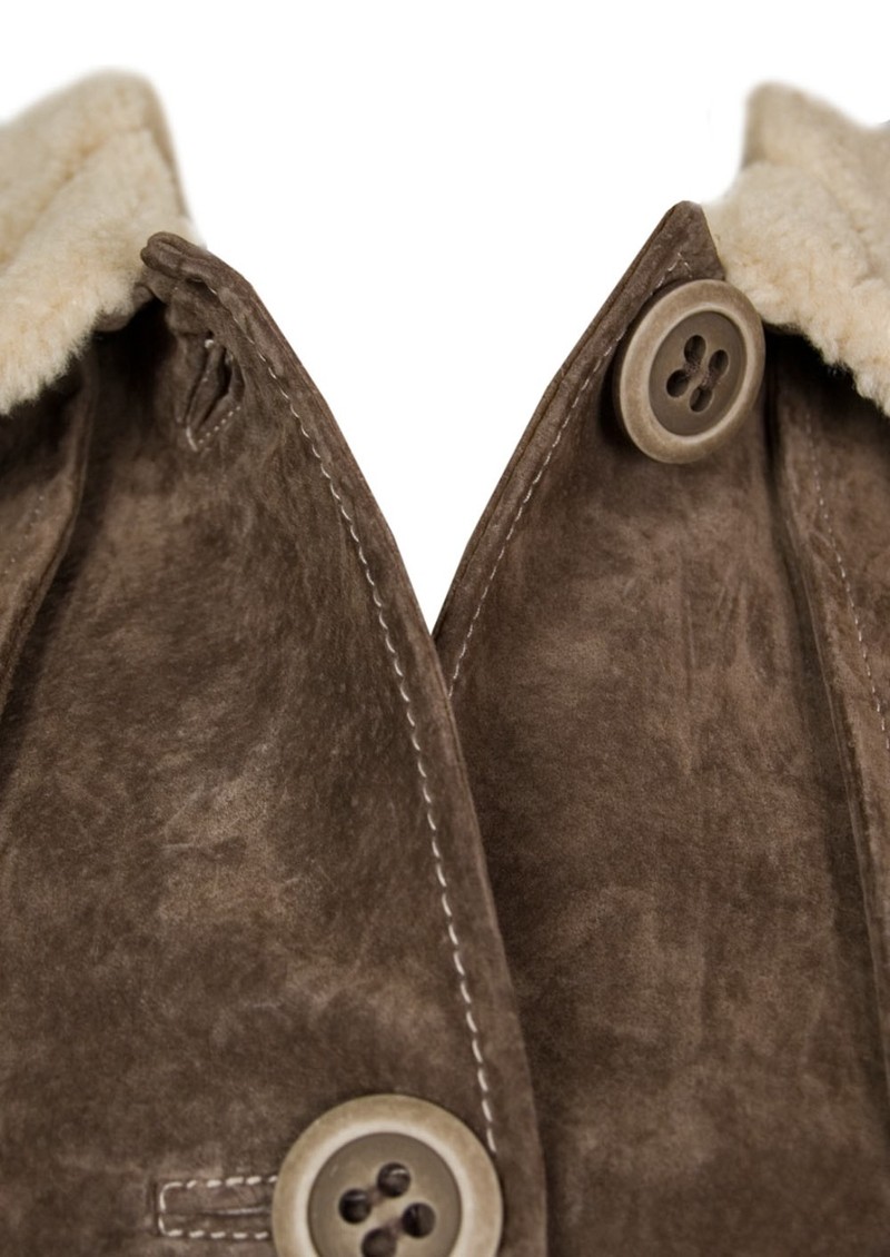 Oakwood Capeline Suede Cape - Brown
