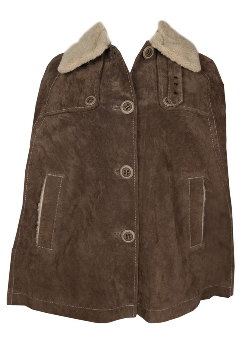 Oakwood Capeline Suede Cape - Brown