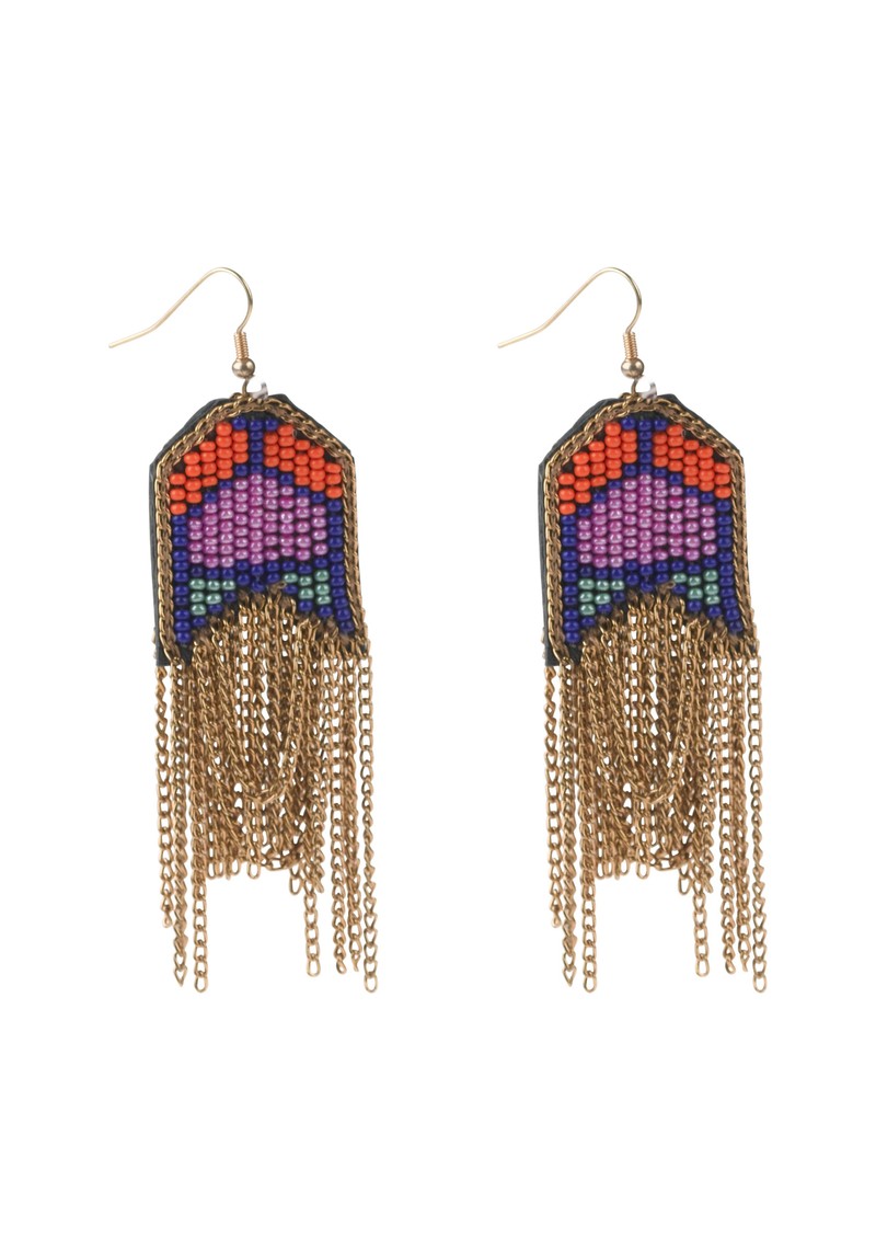 Fiona Paxton Mareli Bead & Chain Earrings Pink