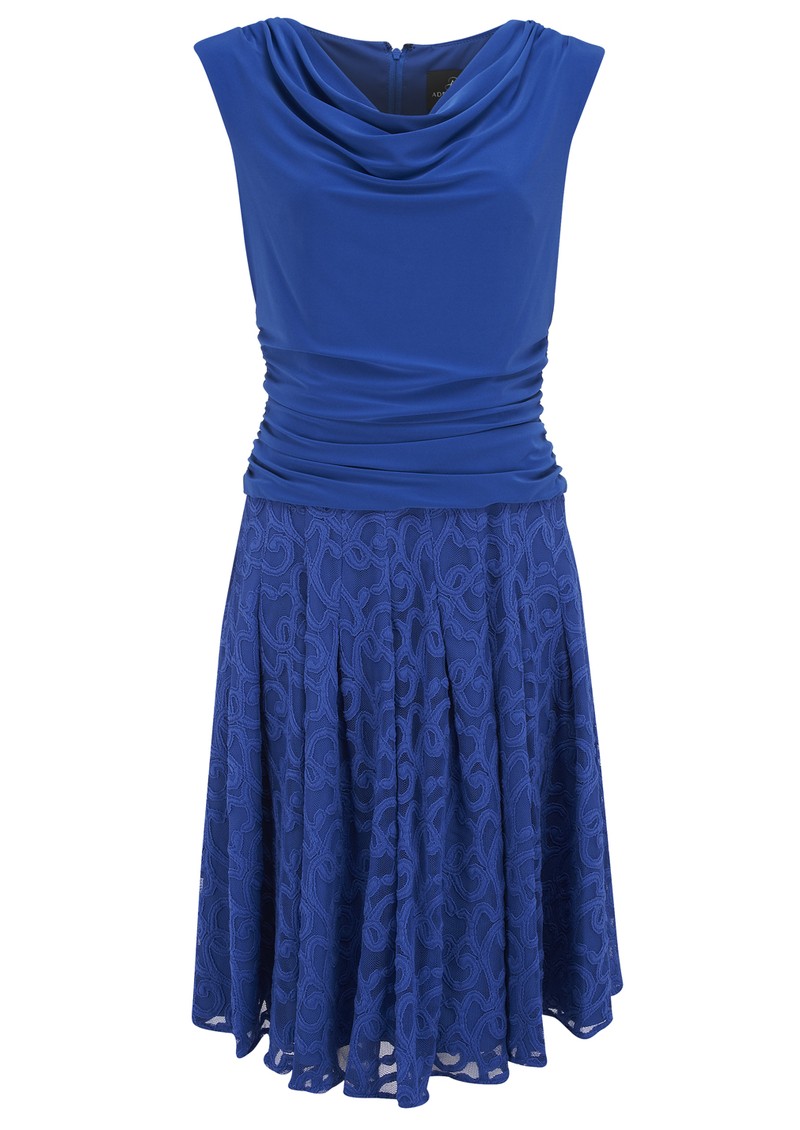 Adrianna Papell Shirred Net Dress in Blue